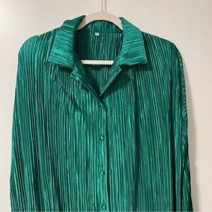 Women’s Green Pleated Oversized Top and Bottom